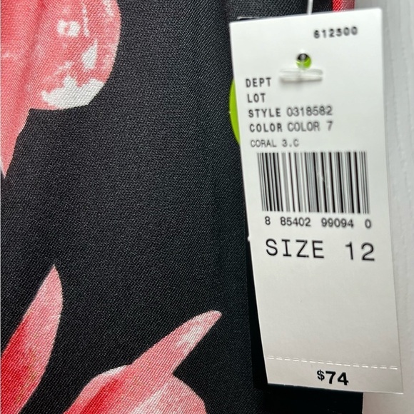 NWT ALYX Floral Print Fit & Flare Dress- Black/ Size 12 - Picture 7 of 7